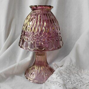 Princess House plum pink iridescent glass fairy lamp